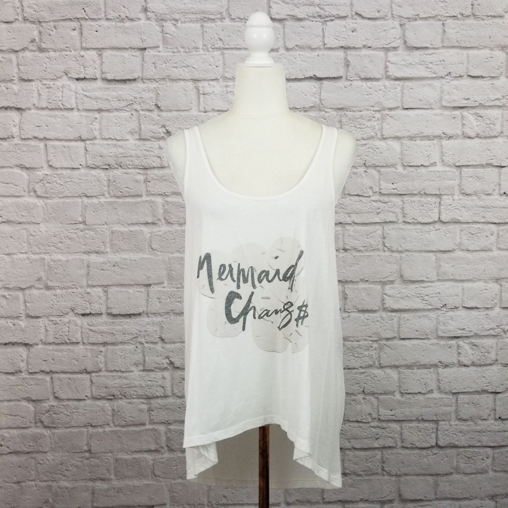 35mm Clothing Mermaid Change graphic white low back tank top women's size M NWT - Picture 2 of 8